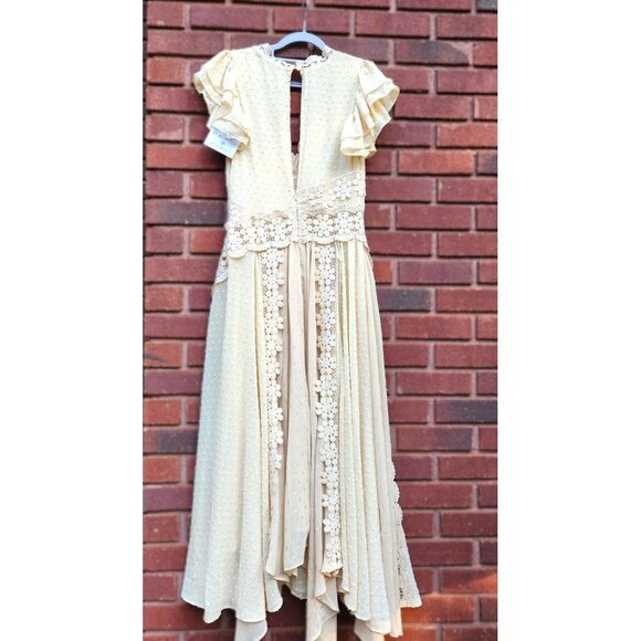 Free People Bali Keely Embroidered Dots Lace Chiffon BoHo Maxi Dress Sz XS - NWT - Picture 4 of 11